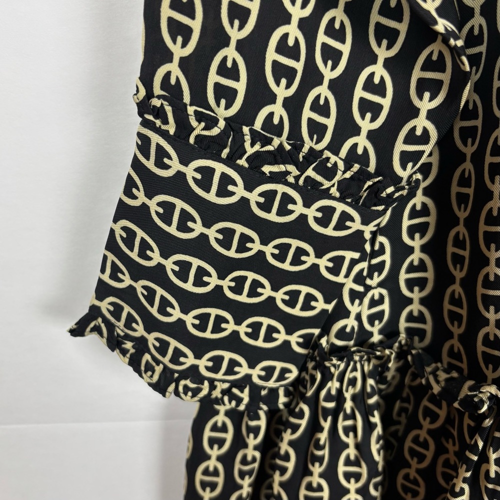 J.Crew Amelia popover shirt-dress in chain print Size XS Pockets Viscose Ruffle - Picture 8 of 11